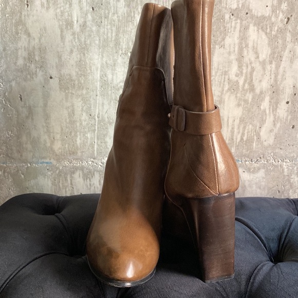 Costume National, taupe, wedge booties. Distressed look. EUC - Picture 4 of 5